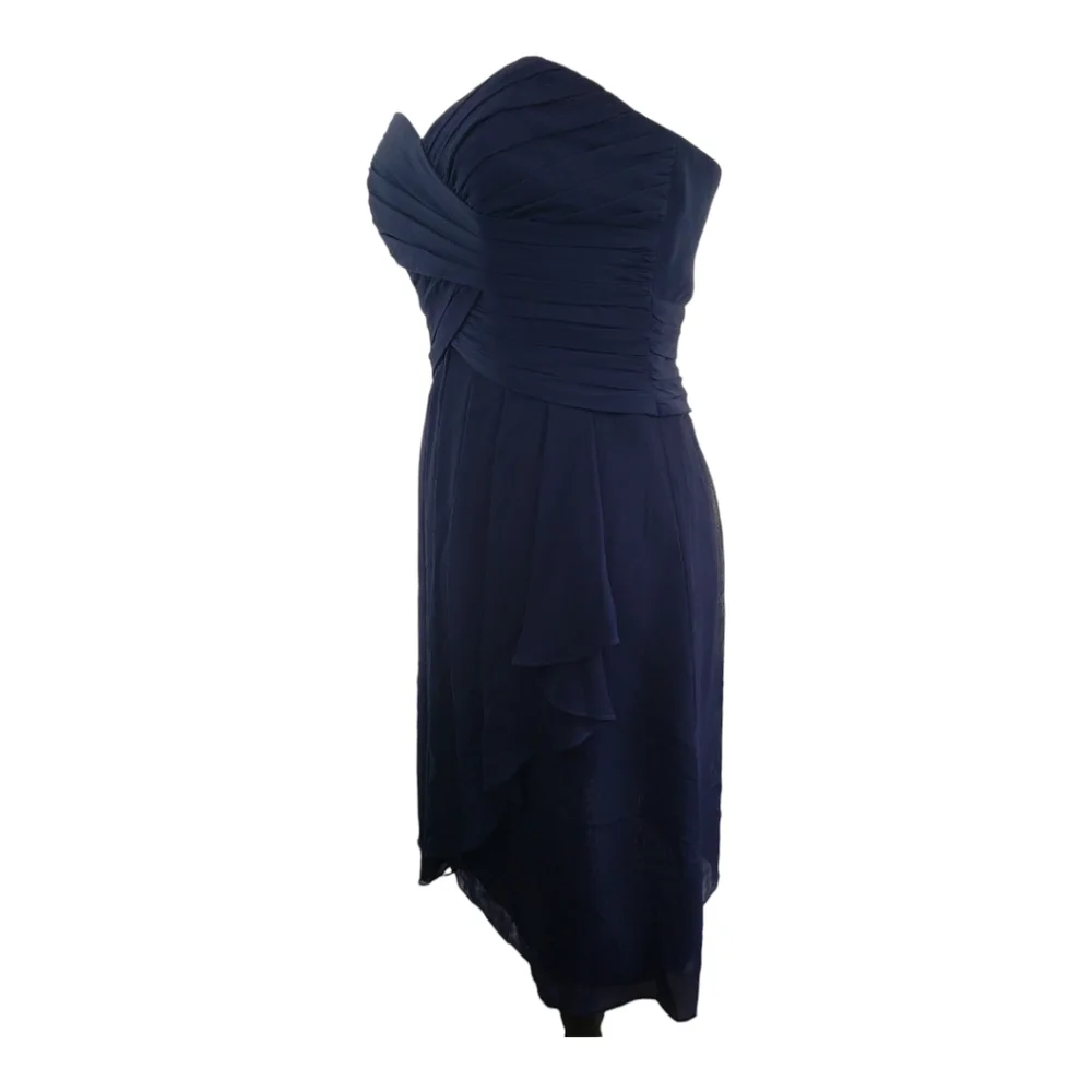 David's Bridal Strapless Sweetheart Neckline Short Dress Size 2 in Navy - Picture 5 of 13